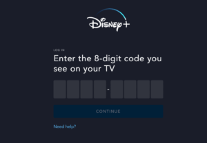 Disney Plus 8-digit code