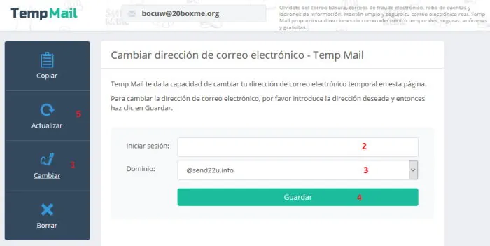 Email temporal con TempMail